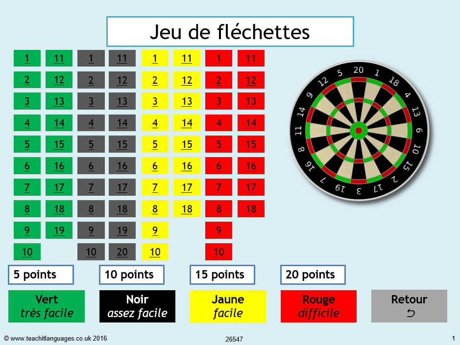 Jeu de fléchettes game
