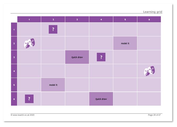 Teachit 'learning grid' game template