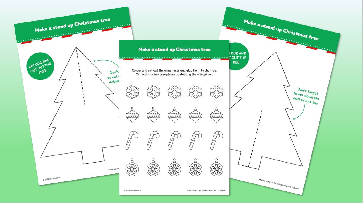 Make a stand-up Christmas tree craft activity
