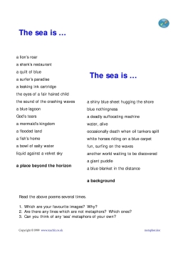 Read two metaphor poems. Create group poetry! (2 pages)