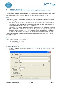 ICT Tip 9 - Lexical sieving II: words marked by regular suffixes or prefixes